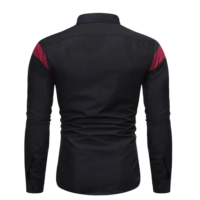 Мужская Черная Лоскутная деловая Повседневная рубашка 2020 брендовая новая