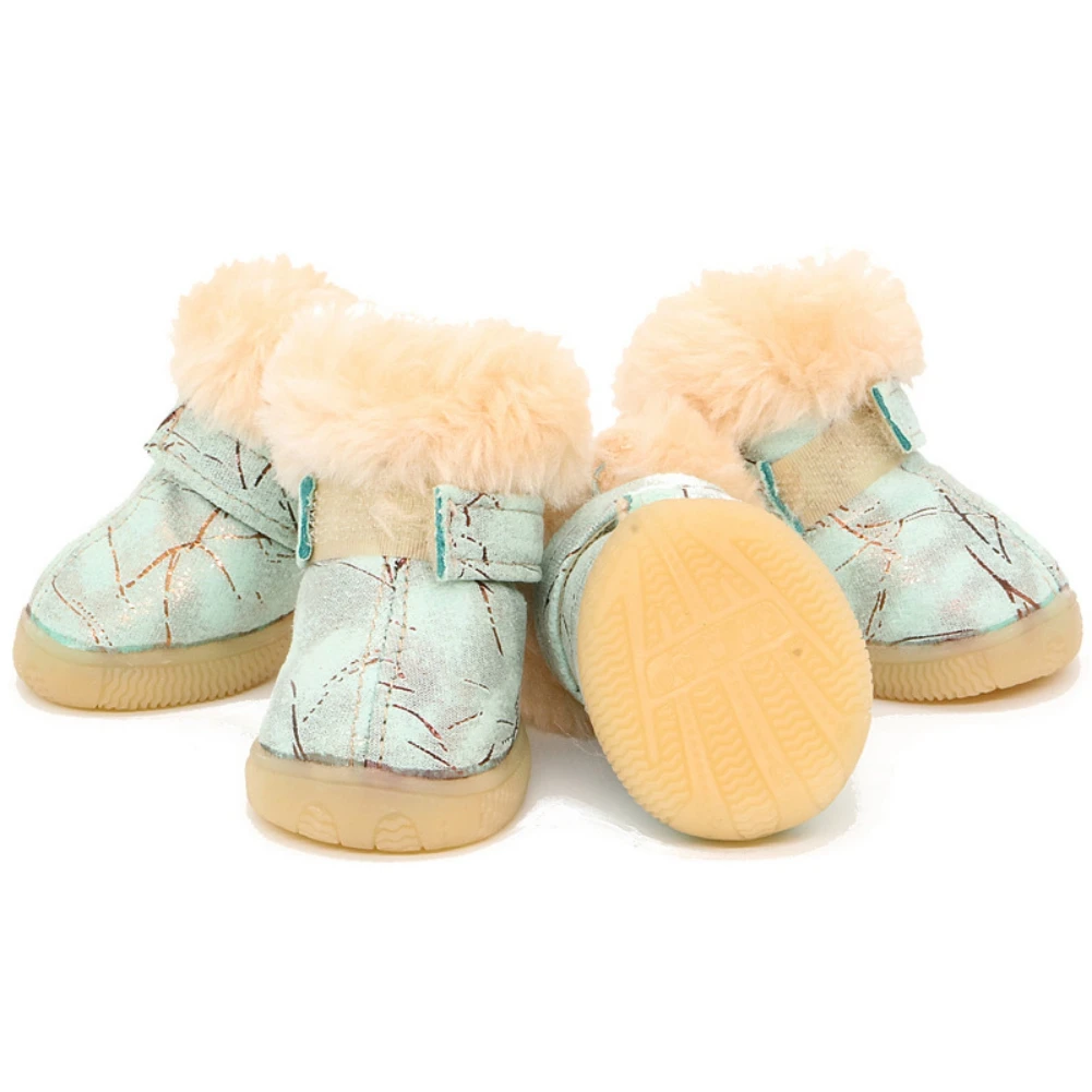 

4pcs/set Winter Pet Shoes Anti-slip Dog Boots Socks Puppy Cat Rain Snow Booties Footwear for Small Dogs Chihuahua Teddy Shoes