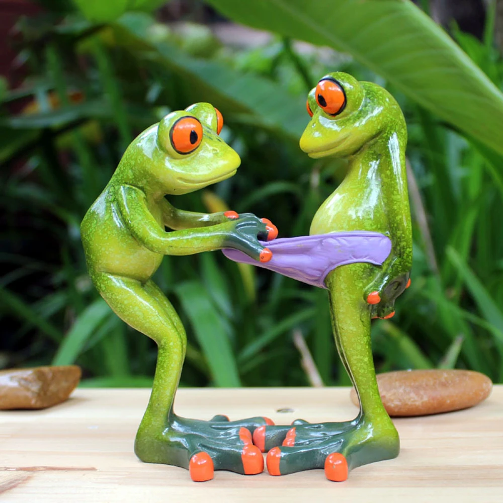 

3D Miniature Resin Frog Ornament Frog Figurine Handpainted Crafted Animal Sculpture Garden Decor Resin Sculpture Home Decor