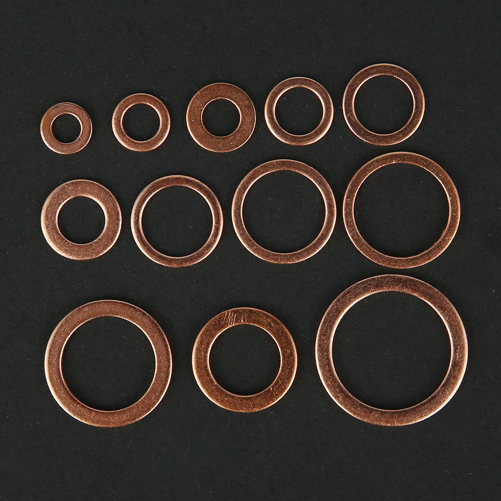 

300PCS Solid Copper Washer Flat Ring Gasket Sump Plug Oil Seal Fittings Fastener Hardware Accessories