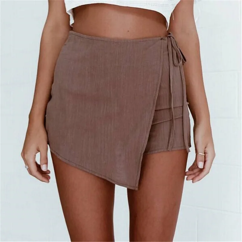 

Fashion Loose Casual Solid Shorts Women Slim High Waist Short Zipper Back Irregular Sexy Shorts Womens Clothing