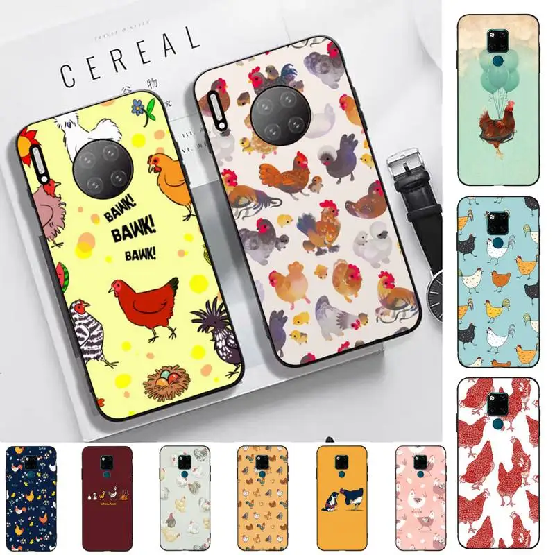 

TOPLBPCS Cartoon Chicken Rooster Phone Case for Huawei Mate 20 10 9 40 30 lite pro X Nova 2 3i 7se