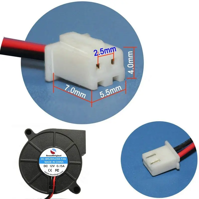 

2 pcs Cooling Blower Fan DC 12V 0.15A 50mmx15mm Fans for 3d Printer Humidifier Aromatherapy and Other Small Appliances Series Re