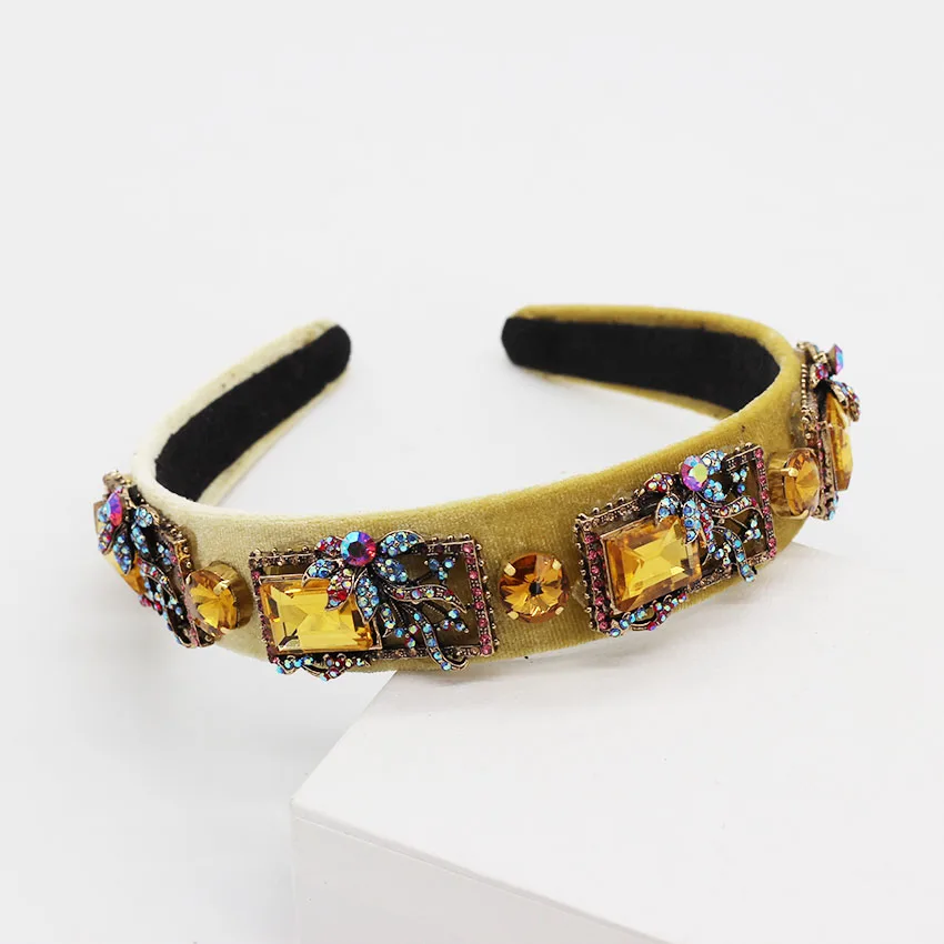 European and American Baroque flannel color rhinestone headband luxury temperament geometric ball wild personality 882 | Украшения и