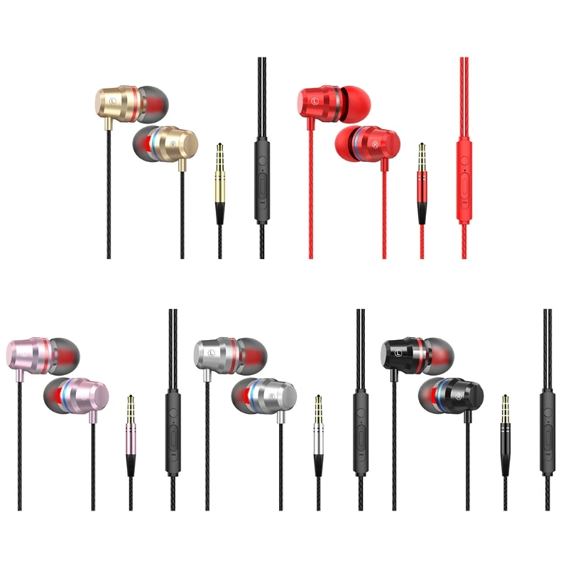 

Heavy Bass In-ear Wired Earbud 3.5mm Mobile Phone Headset Noise Cancellation Subwoofer Black Red Rose Silver Golden