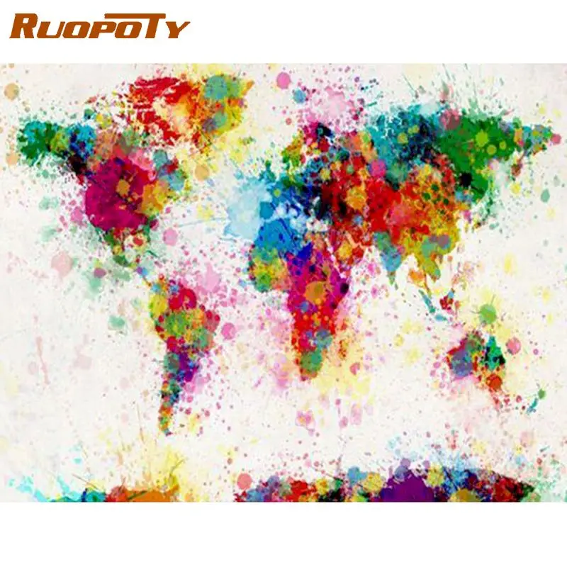 

RUOPOTY Diy Framed Oil Painting By Numbers Colorful Abstract Picture By Number Hand Painted Acrylic Paint On Canvas Room Craft