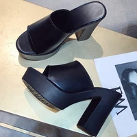 doratasia elegant women concise solid platform shoes summer heeled slip on mules women high block heels mules