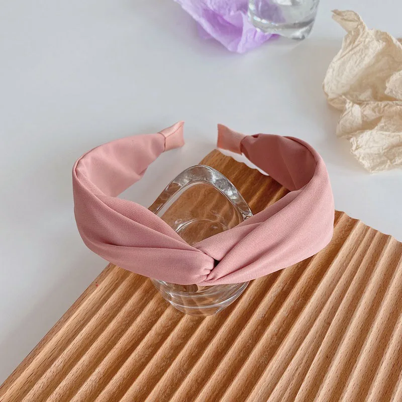 

New Solid Color Headband Headwear Knot Hair Hoop For Women Simple Cotton Fabric Cross Girls Hairband Make Up Hair Accessories
