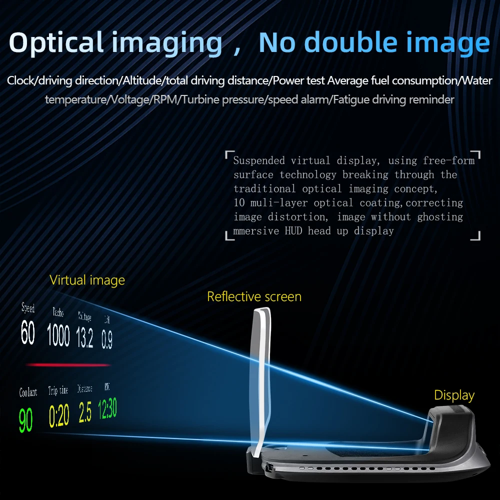 C3 навигационное зеркало HUD OBD2 + GPS двойной режим дисплей на голову цифровой миль/ч