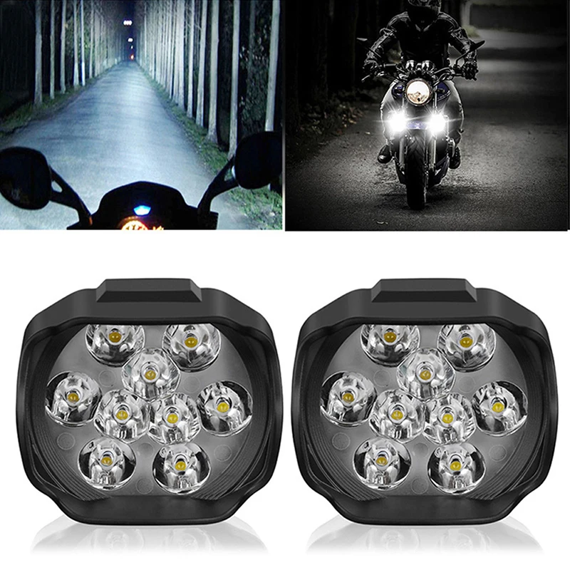 

1pc Motorcycle Headlight 9 LED 6W DC12V Super Bright Fog Spot White Work Light Internal Drive For Motorcycles Electric Bicycles