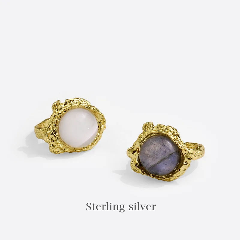 

New Opal Rings For Women Anillos Silver Color Gold Vintage Ring Metal Opal Stone Moonstone Ring Men Retro Jewelry Bague Homme