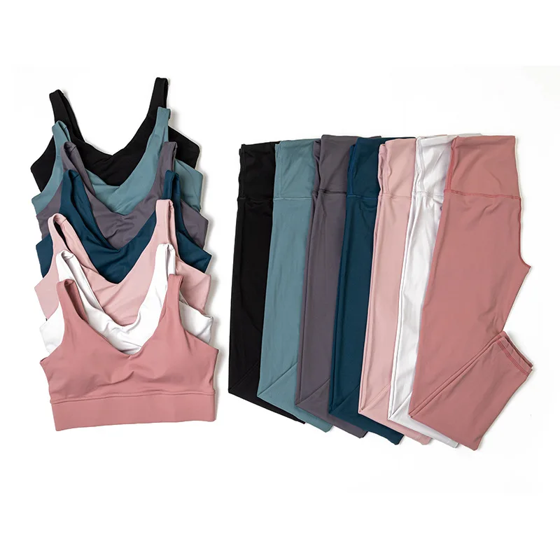 

2 Pcs Seamless Yoga Set Sport Suit Workout Outfit Active Fitness Yoga Gym Wear Paded Bra High Waist Leggings Gym Clothing