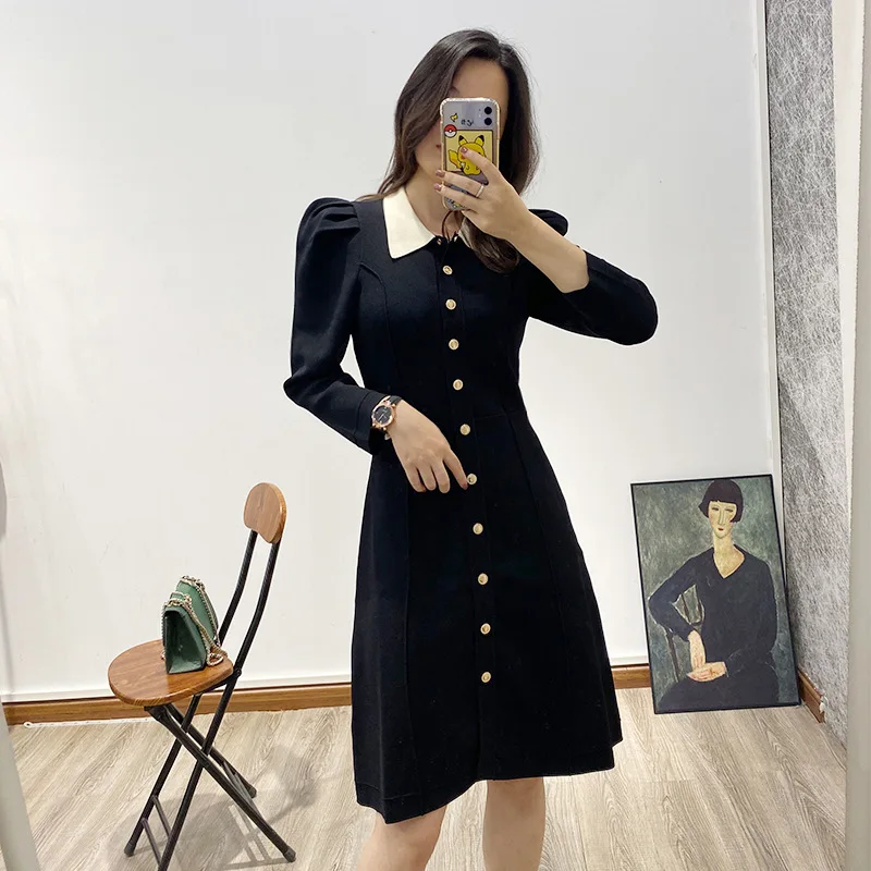 Осень 2020 Новинка трикотажный свитер с лацканами маленькое ароматное трикотажное