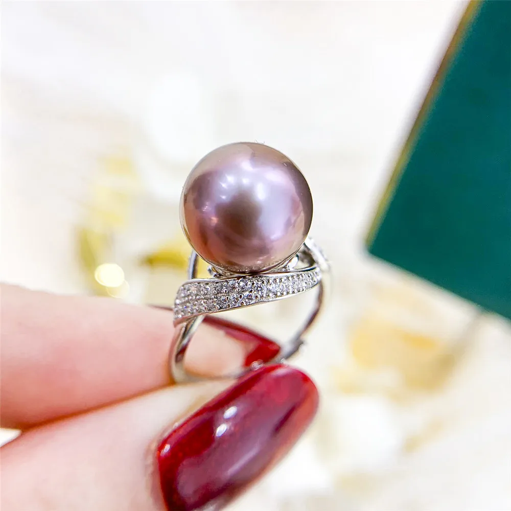 

Ring Mount Pearl Accessories Adjustable Size 925 Sterling Silver Ring Jewelry DIY No Pearl