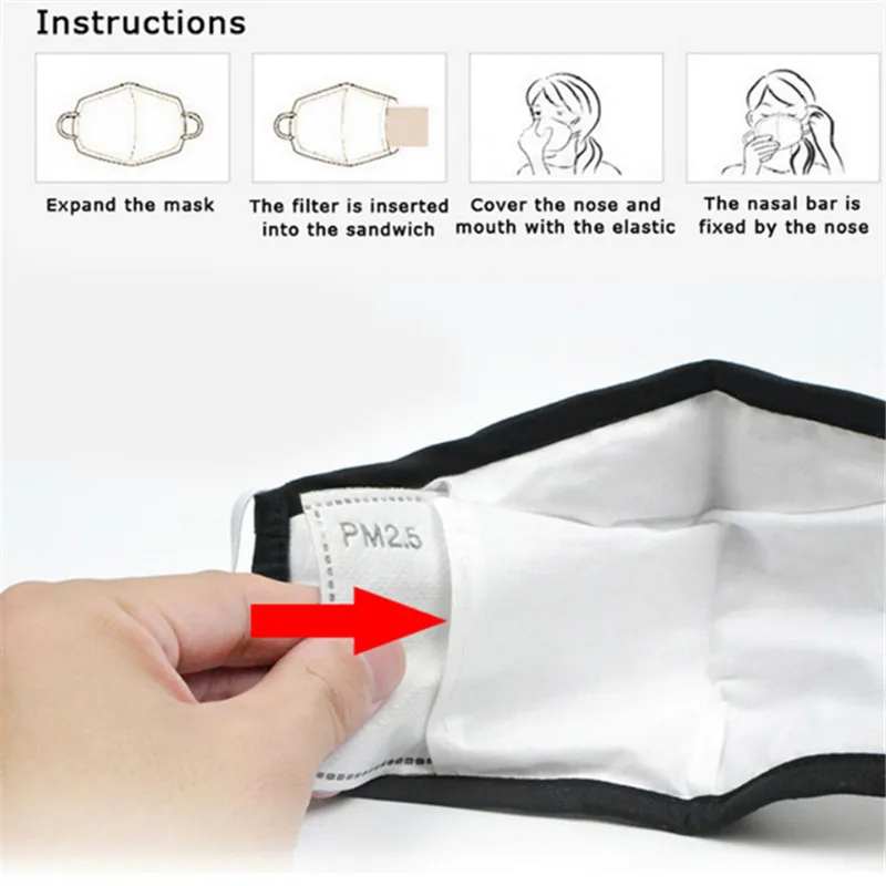 PM2.5 5 слойная маска фильтр с активированным углем Антивирусная коврик