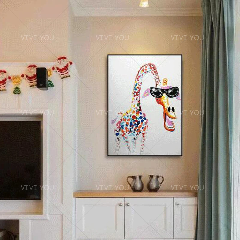 Лучший художественный красочный милый животный белый фон масляная живопись на