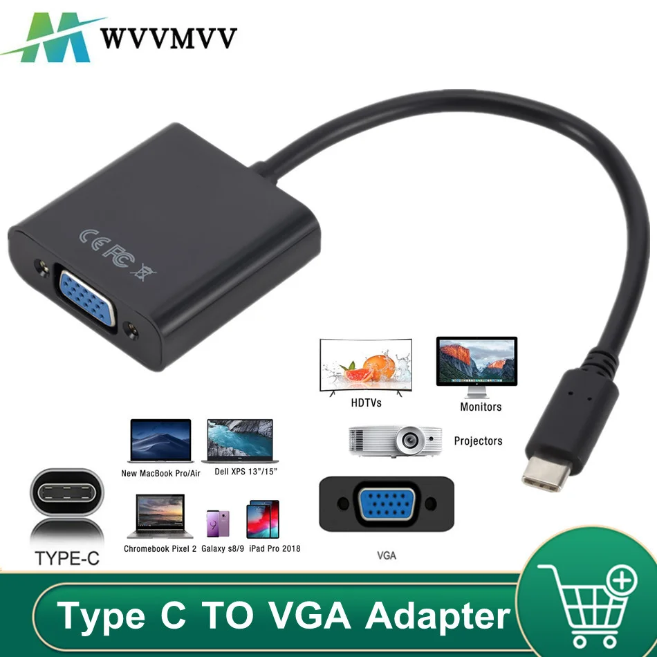 Горячая Распродажа USB C к гнезду VGA адаптер кабель USBC USB3.1 для Macbook 12 дюймов Chromebook Pixel