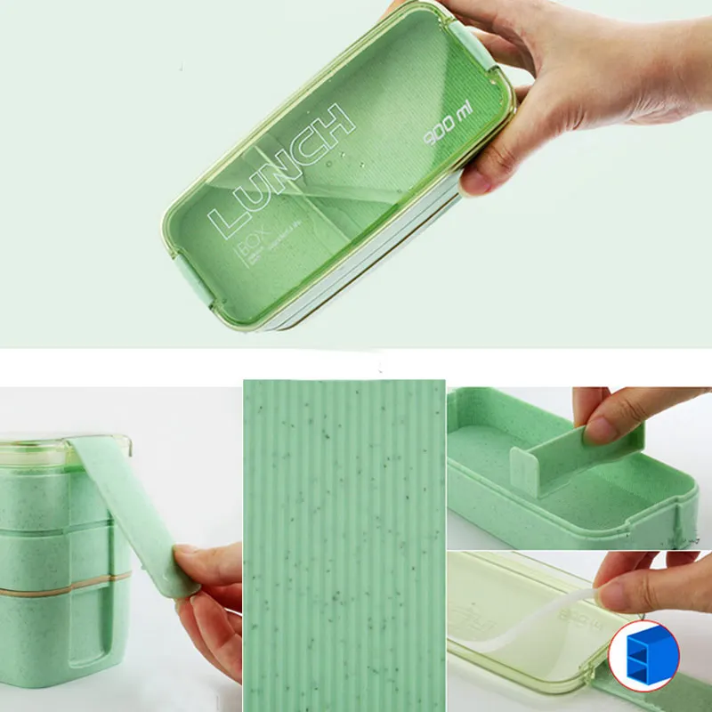 3-Layer Creative Plastic Lunch Box Food Containers Microwave Bento LuBox For Student Portable Storage Case Picnic Hiking | Дом и сад