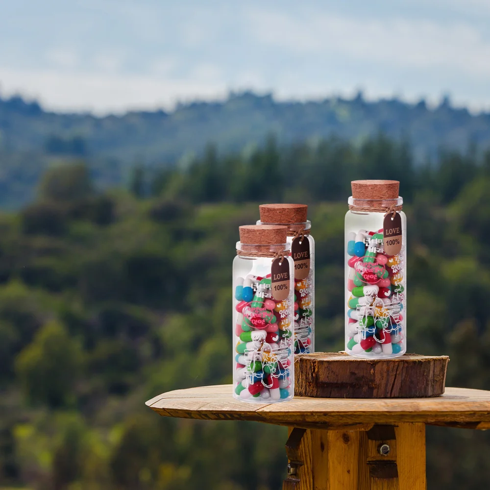 

1 Set Face Pattern Blank Message Capsule Wishing Bottle Expressing Love Gift