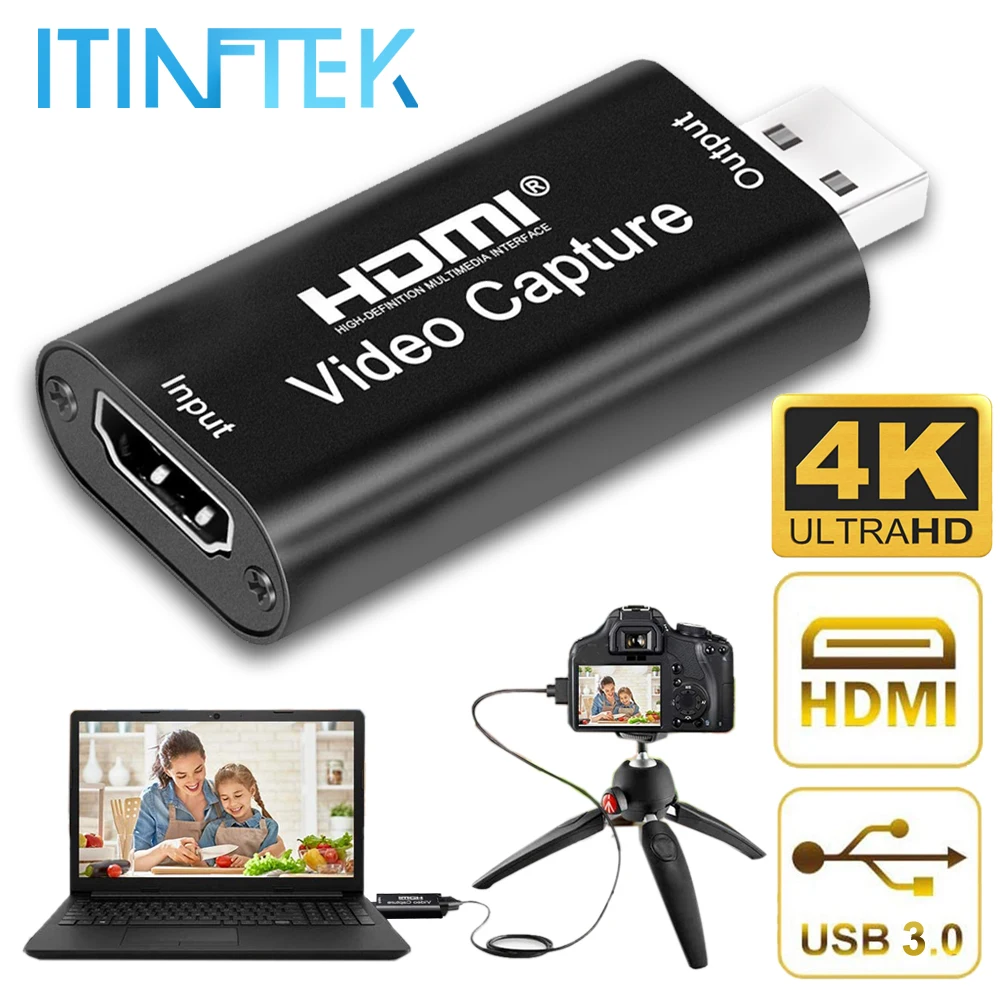 4K Карта видеозахвата USB 3 0 2 HDMI HD 1080p видео Захват коробка для PS4 DVD видеокамера