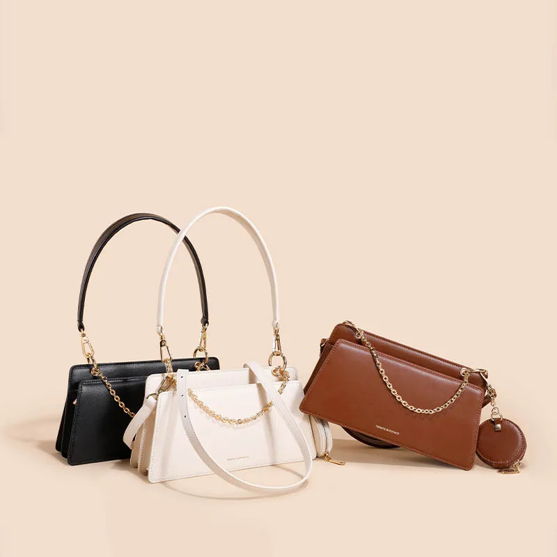 2021 New Square Women's Bag Hard PU Leather Handbags Ladies Shopping Elegant Fashion Solid Color Zipper Shoulder Bag