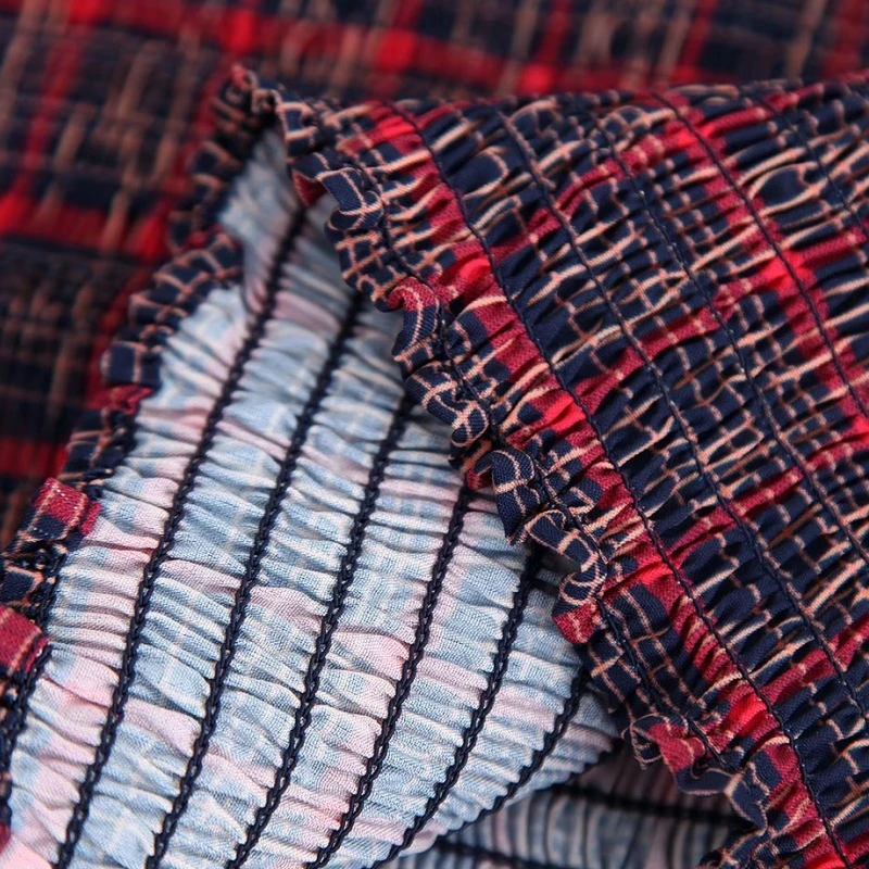 Женская клетчатая эластичная рубашка с квадратным воротником привлекательные