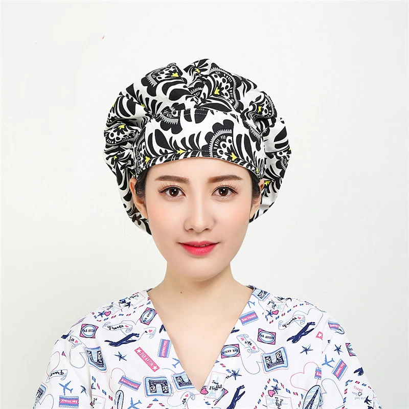 surgical cap 3 Цветочный принт, Mediecal Scrubs, униформа медсестры для женщин, Красота и здоровье, медицинский костюм для лаборатории, пальто, колпачок, клиническая форма, Прямая поставка - Цвет: surgical cap 3