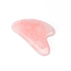 Пластина из розового кварца и нефрита Для Массажа Гуаша, скребок из натурального камня для лица, шеи, спины и всего тела, терапия давлением