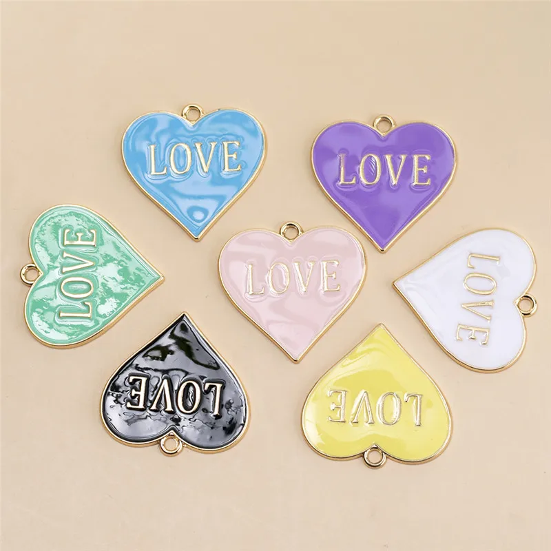 

Heyuyao 10 шт./лот Красочные Подвески в виде любящего сердца подвеска Diy браслет ожерелье для изготовления ювелирных изделий Аксессуары