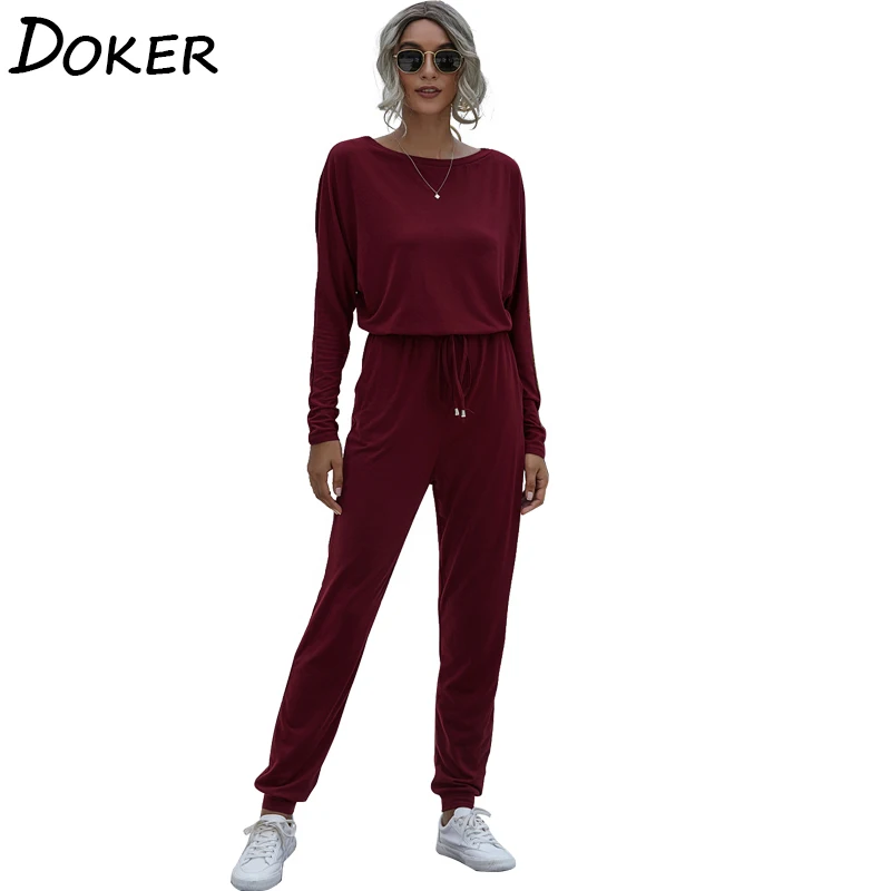 Женский комбинезон с длинным рукавом повседневный большого размера брюки