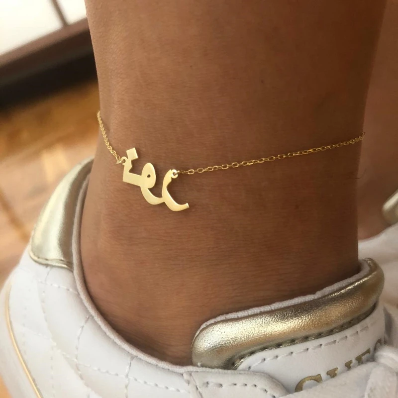 

Customized Arabic Ethnic Name Anklets For Women Charm Personalized Handmade Nameplate Ankle Bracelet Femme Islamic Jewelry
