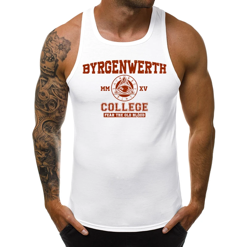 

Byrgenwerth College Men Tank Tops Hipster Letters Printed Sleeveless Singlet Casual Clothing Cool Vest