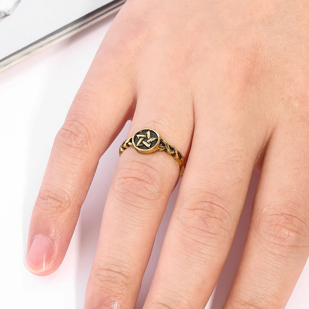 Винтажное пентаграмма кольцо сатана Baphomet Коза дьявол с демоном для мужчин женщин