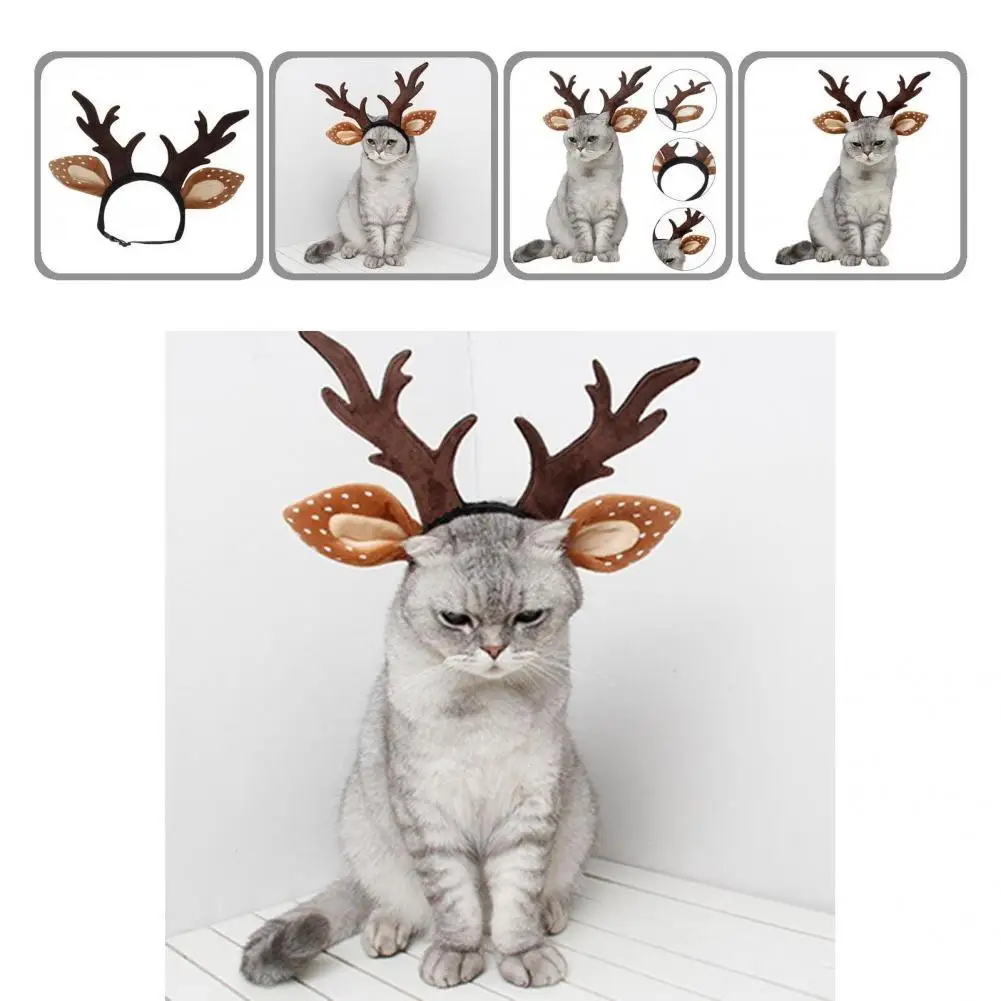 

Universal Cute Big Antlers Spot Deer Ears Pet Headdress Plush Kitty Headdress Stable Shooting Props