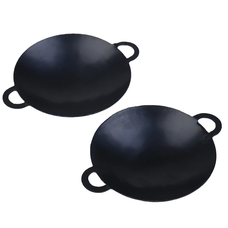 

1 Pc 1/12 Scale Simulation Miniature Metal Frying Pans Cooking Pot Cookware Kitchen Toys Accessories Black Dollhouse