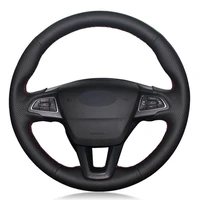 car steering wheel cover black artificial leather for ford focus 3 2015 2018 kuga 2016 2019 escape c max ecosport 2018 2019