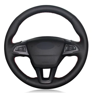 car steering wheel cover black artificial leather for ford focus 3 2015 2018 kuga 2016 2019 escape c max ecosport 2018 2019 free global shipping