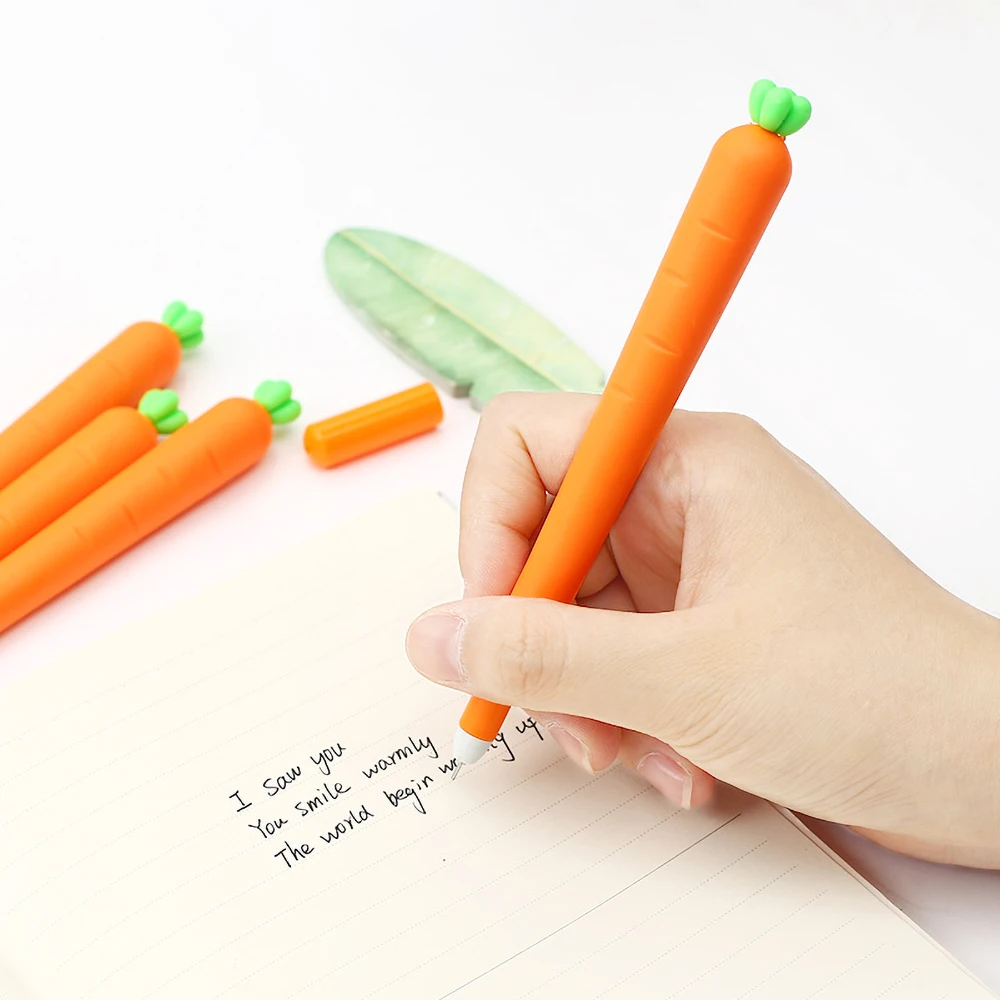 36Pc/set Creative Funny Carrot Cute Pens Vegetable Kawaii School Gel Pen Thing Black Blue Ink Roller Ball Point Stationery Store |