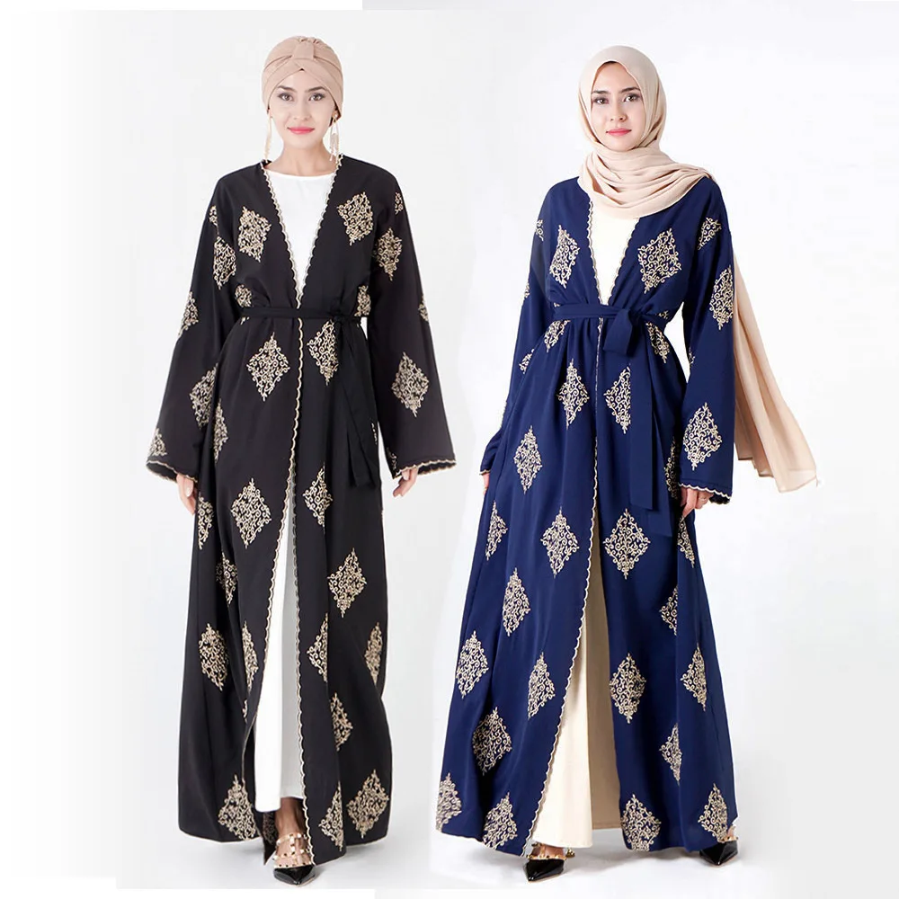 Мусульманское платье Donsignet, мусульманская мода, абайя, Дубай, элегантная женская абайя, элегантный длинный кардиган с золотой вышивкой, абай...