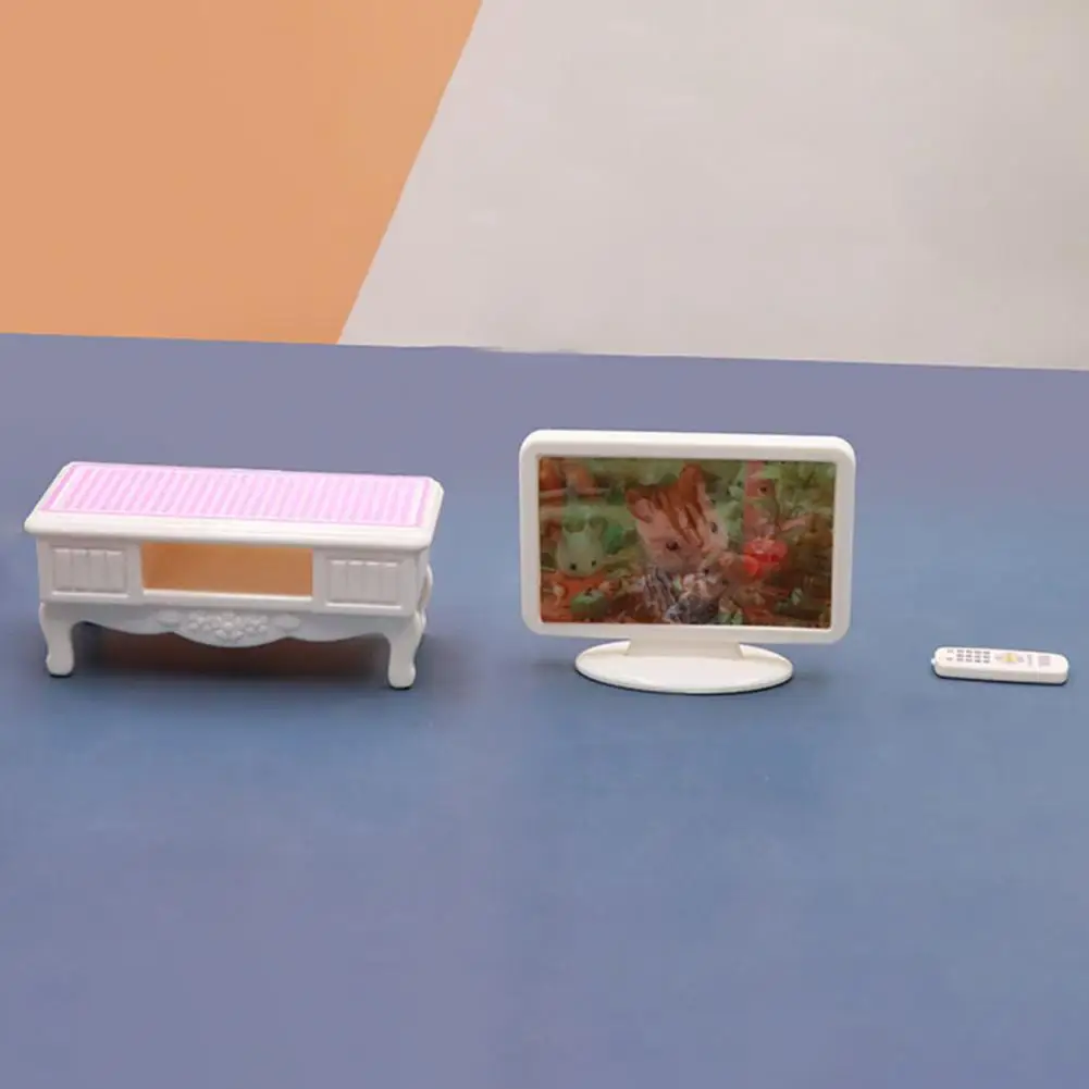 

Реалистичный удобный на ощупь кукольный домик, ТВ-шкаф с дистанционным управлением для микроландшафта