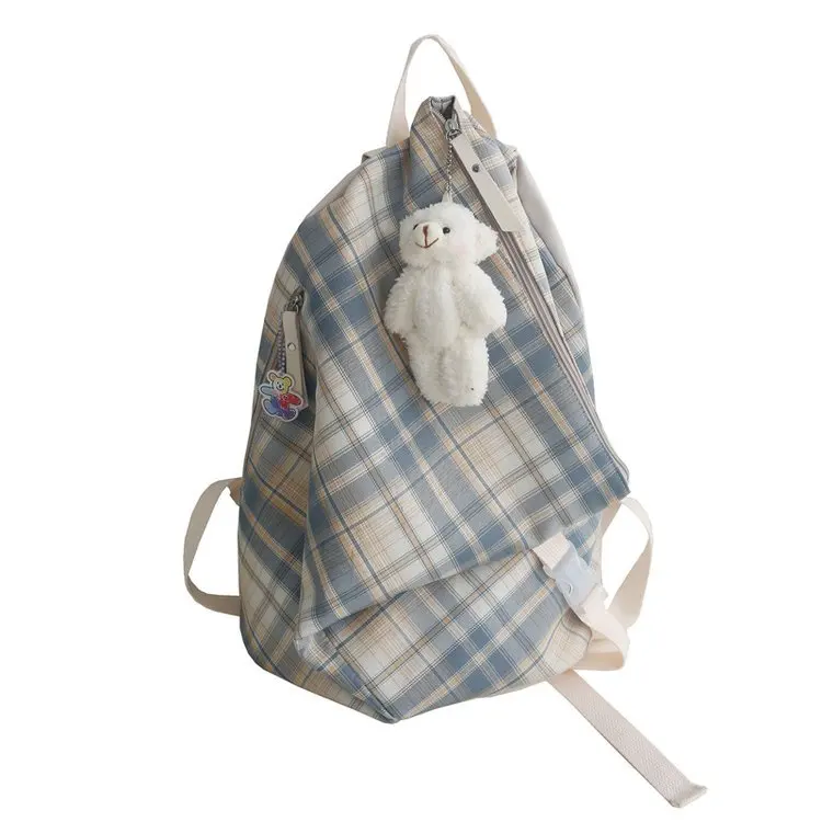 

Special Folded Shaped Backpack Women Vintage Plaid Print Nylon Bag School Bags Girls Travel Backpack Mochila Feminina Bagpack