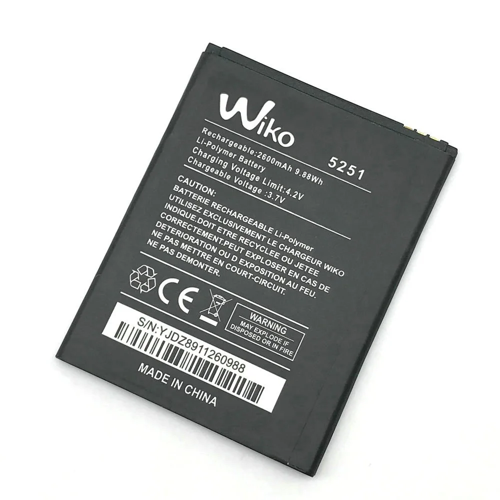 Новый 100% Высокое качество 5251 3 7 v 2600mAh аккумулятор для Wiko Pulp 4G 3913 мобильный