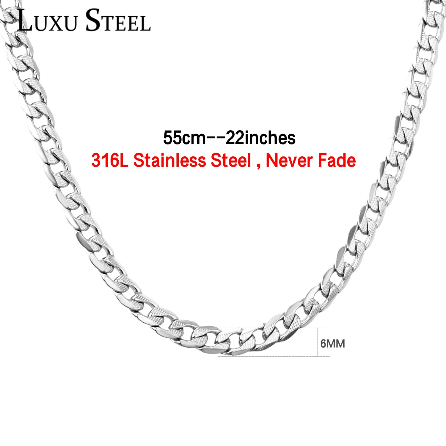 Кубинская цепь LUXU STEEL в стиле хип хоп ожерелье из нержавеющей стали s 6 мм 8 10 для