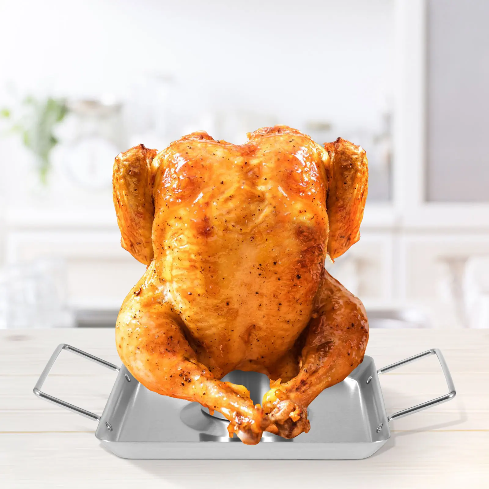

Barbecue Tools Chicken Duck Holder Non Stick Rack Stainless Steel Grilled Chicken Plate Outdoor Grill Stand Roasting BBQ Plate