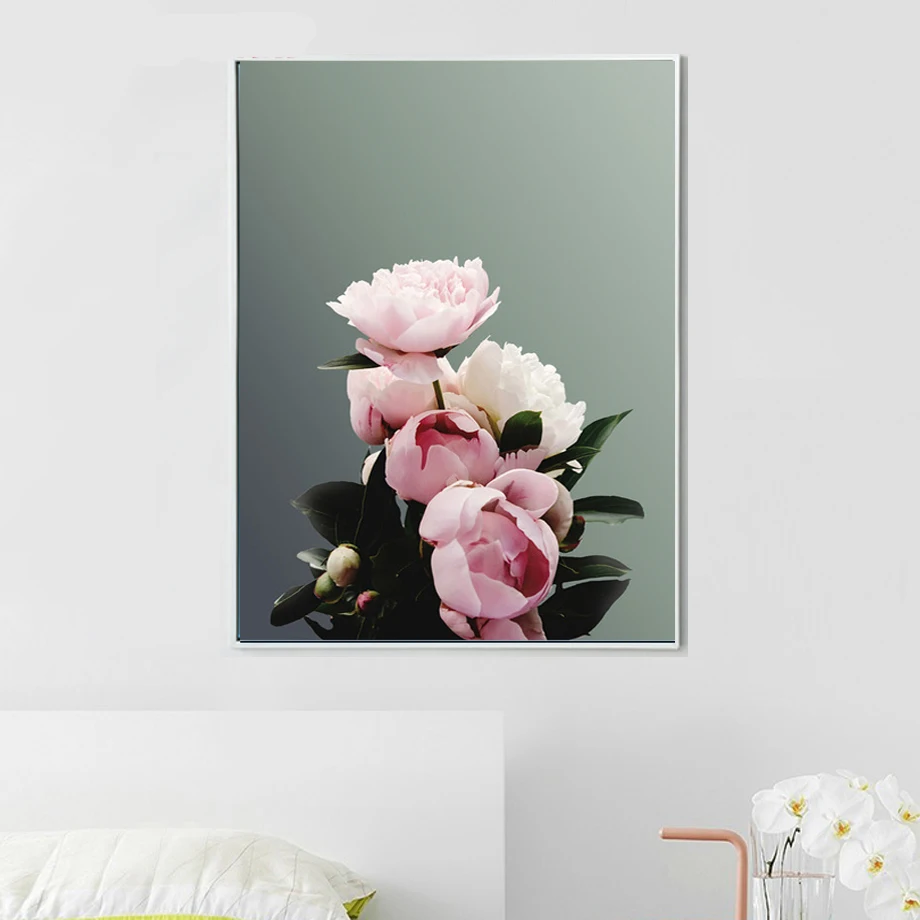 

Peony Fresh Rose Flowers Wall Art Canvas Paintings Modern Minimalist Prints Wall Pictures For Living Room Home Decor Unframed