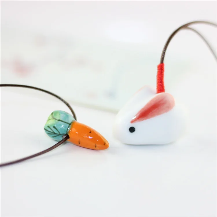 Креативный милый мультяшный ручная роспись Керамическая морковка цепочка на