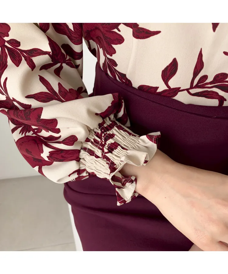 2020 spring women suits print long lantern sleeve shirt slim fit hip mini skirt two piece set s01303m free global shipping