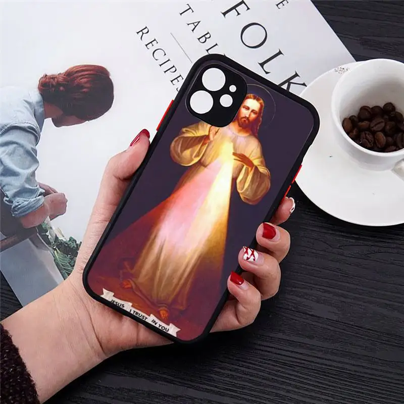 

Divine Mercy Jesus Cross Custom love heart Phone Case Transparent Matte for iPhone 7 8 11 12 s mini pro X XS XR MAX Plus cover