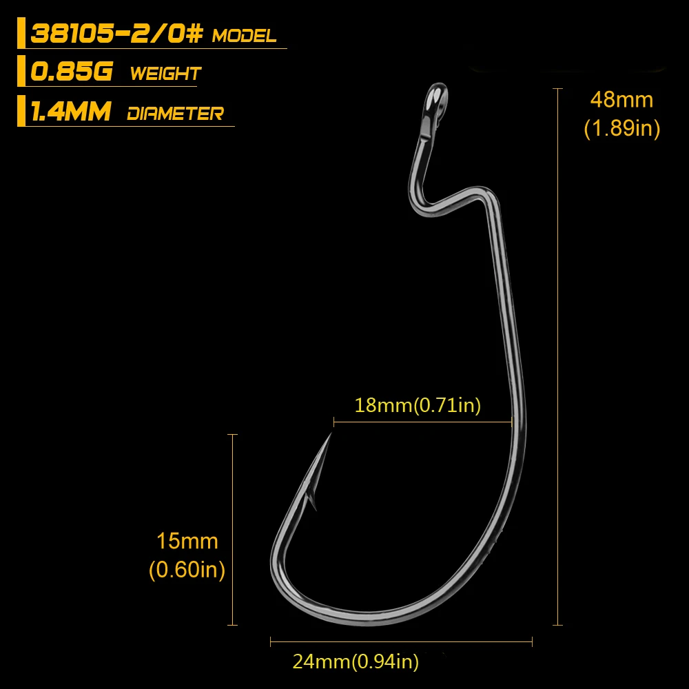 10 шт./лот рыболовный крючок из высокоуглеродистой стали 1/0 # 5/0 офсетный черный