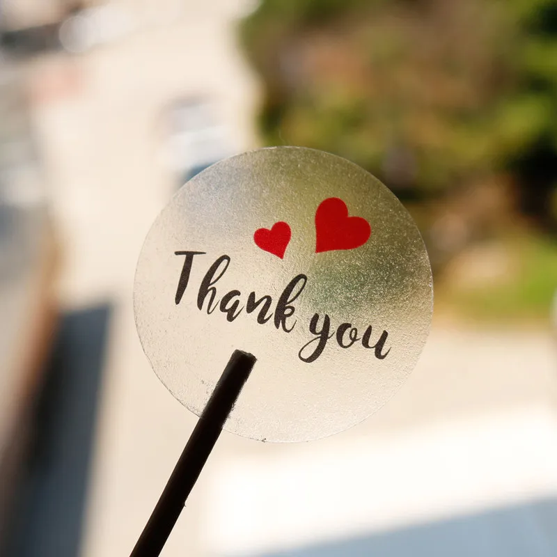 120 шт прозрачные наклейки Спасибо круглые красные сердца ПВХ канцелярские